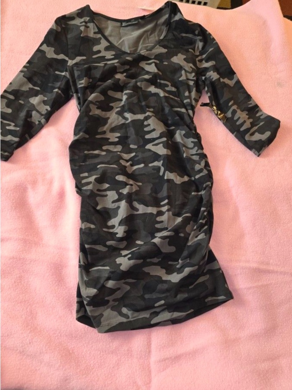 New York & Company Olive and Gray Camo Midi Dress - Picture 4 of 4